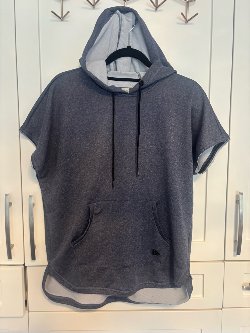 New Era Light Gray and Black short sleeve hoodie